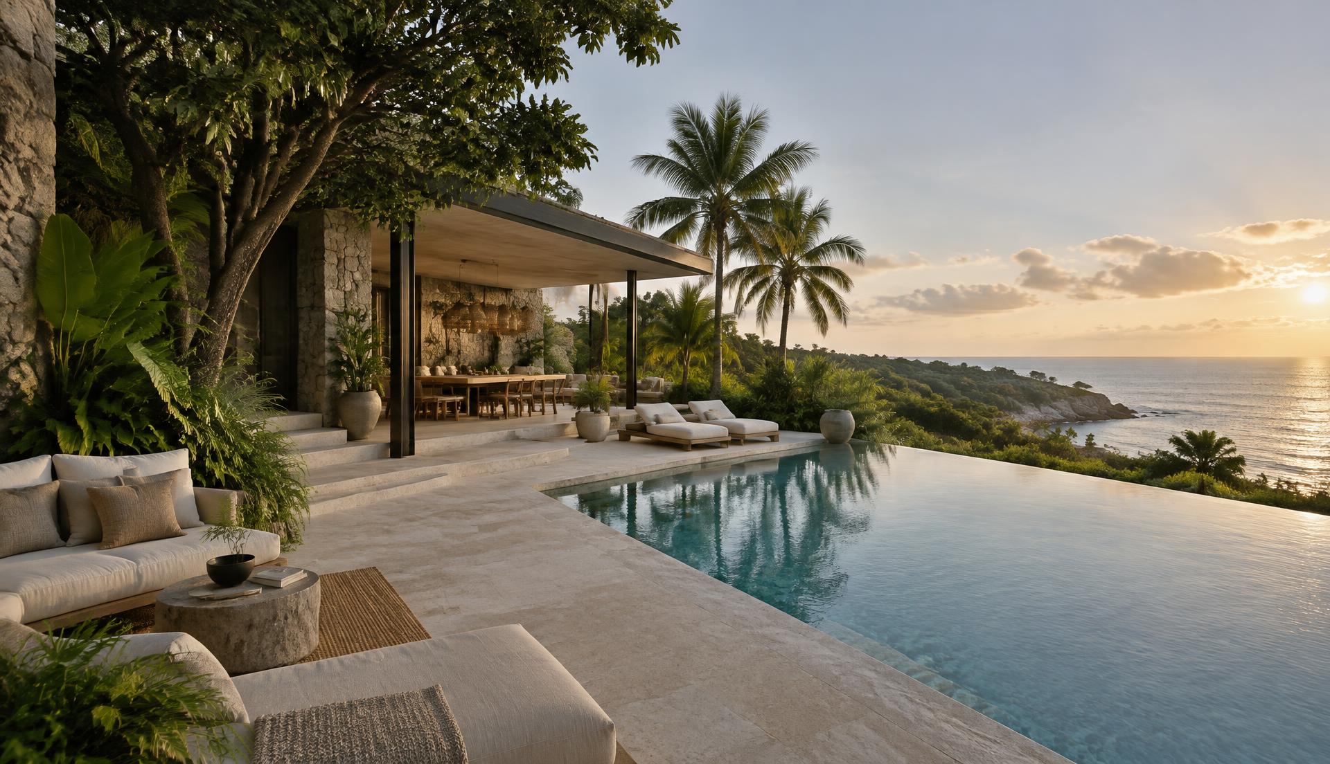 Elegant coastal villa with an infinity pool overlooking the ocean